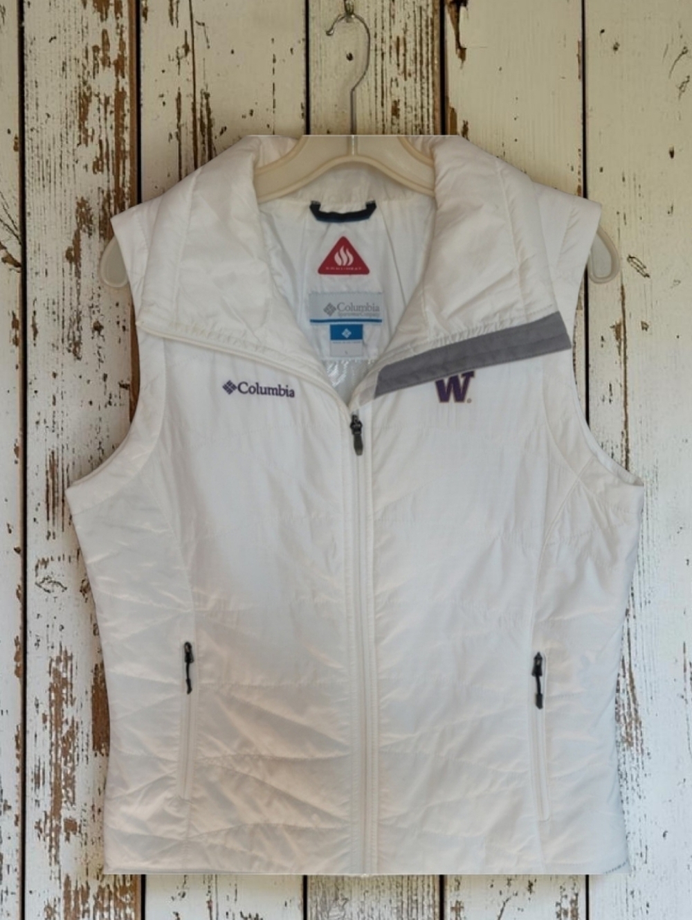 Columbia Washington Huskies Omni-Heat Vest - White Women's XL NWOT